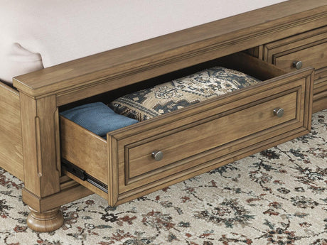 Feddinger Medium Brown Storage Sleigh Bedroom Set King 3: Bed, Dresser, Mirror from Ella Furniture