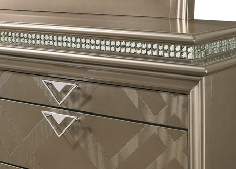 Cristal Gold Finish Sleek And Classic King LED Faux Leather Upholstered Panel Bed - Ella Furniture
