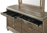 Cristal Chest Gold, Modern Contemporary, Glass 5 Drawers - Ella Furniture