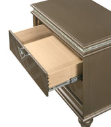 Cristal Gold Modern Glam Queen LED Faux Leather Upholstered Panel Bed - Ella Furniture