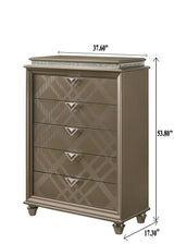 Cristal Chest Gold, Modern Contemporary, Glass 5 Drawers - Ella Furniture