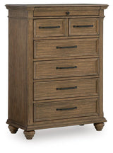 Karallin Medium Brown Chest of Drawers angled view