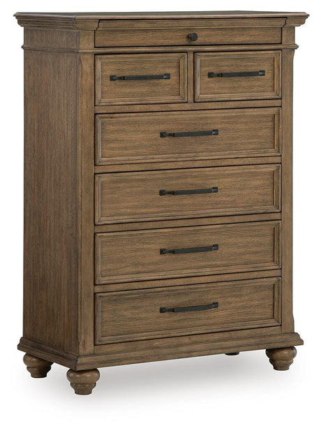 Karallin Medium Brown Chest of Drawers angled view