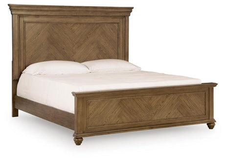 Karallin Medium Brown King Panel Bed angled view