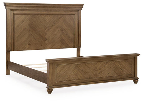 Karallin Medium Brown King Panel Bed angled view