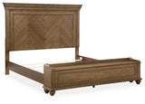 Karallin Medium Brown King Panel Storage Bed angled view