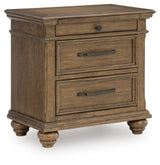 Karallin Medium Brown Nightstand angled view