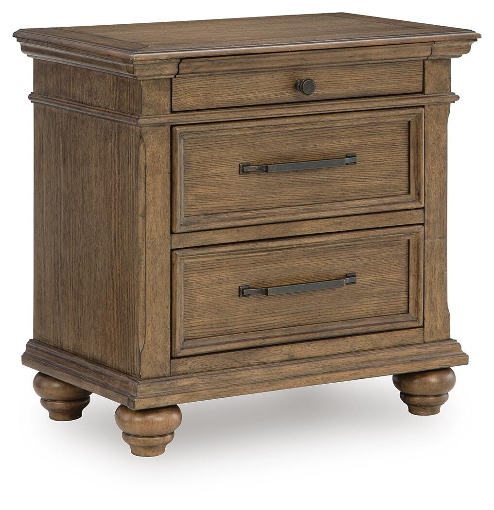 Karallin Medium Brown Nightstand angled view