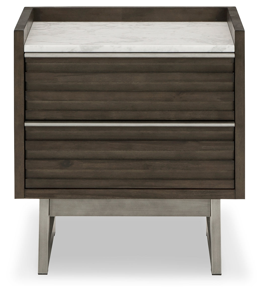Arkenton Grayish Brown/White Nightstand