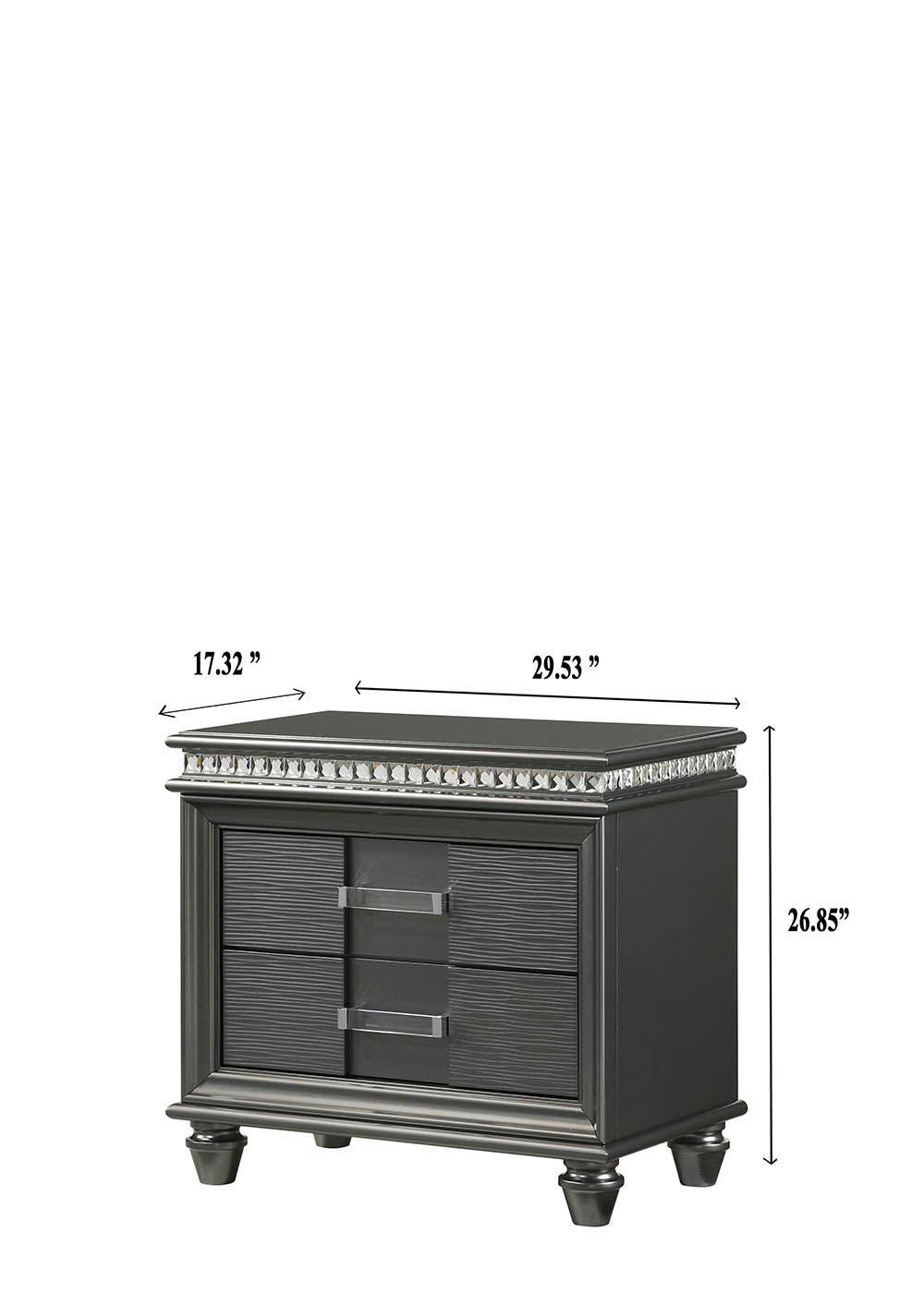 Adira Gray Moder And Contemporary Wood Queen LED Faux Leather Upholstered Panel Bed - Ella Furniture