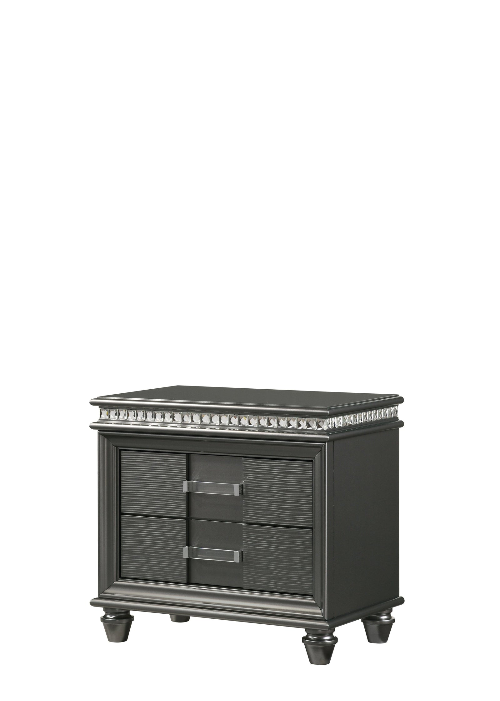 Adira NightStand Gray, Modern Wood, 2 Spacious Drawers - Ella Furniture
