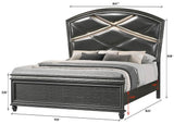 Adira Gray Moder And Contemporary Wood Queen LED Faux Leather Upholstered Panel Bed - Ella Furniture