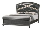 Adira Gray Moder And Contemporary Wood Queen LED Faux Leather Upholstered Panel Bed - Ella Furniture