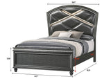 Adira Gray Moder And Contemporary Wood Queen LED Faux Leather Upholstered Panel Bed - Ella Furniture