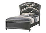 Adira Gray Moder And Contemporary Wood Queen LED Faux Leather Upholstered Panel Bed - Ella Furniture