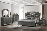 Adira Gray Moder And Contemporary Wood Queen LED Faux Leather Upholstered Panel Bed - Ella Furniture