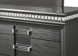Adira Gray Moder And Contemporary Wood Queen LED Faux Leather Upholstered Panel Bed - Ella Furniture