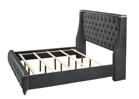 Giovani Chest Black/Gray, Contemporary Modern Faux, Crystal 5 Drawers - Ella Furniture