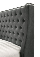 Giovani Gray Modern Contemporary Fabric Upholstered Tufted Panel Bedroom Set - Ella Furniture