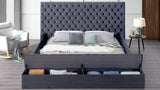 Catalina Gray Upholstered Tufted Storage Panel Queen Bed