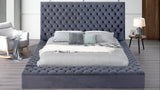 Catalina Gray Upholstered Tufted Storage Panel Queen Bed