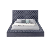 Catalina Gray Upholstered Tufted Storage Panel Queen Bed