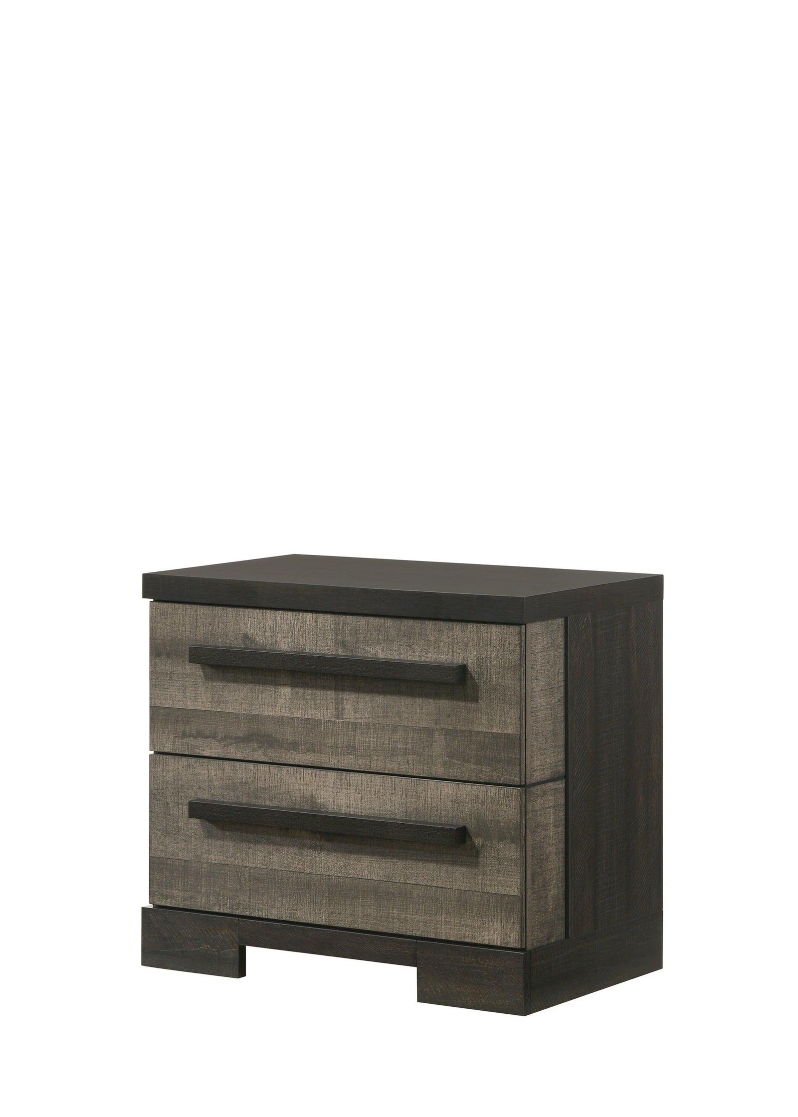 Remington Gray Modern Contemporary Solid Wood And Veneers 2-Drawers Night Stand - Ella Furniture