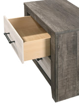 Rhett Night Stand Brown/Cream, Modern Wood, Metal 2 Drawers - Ella Furniture