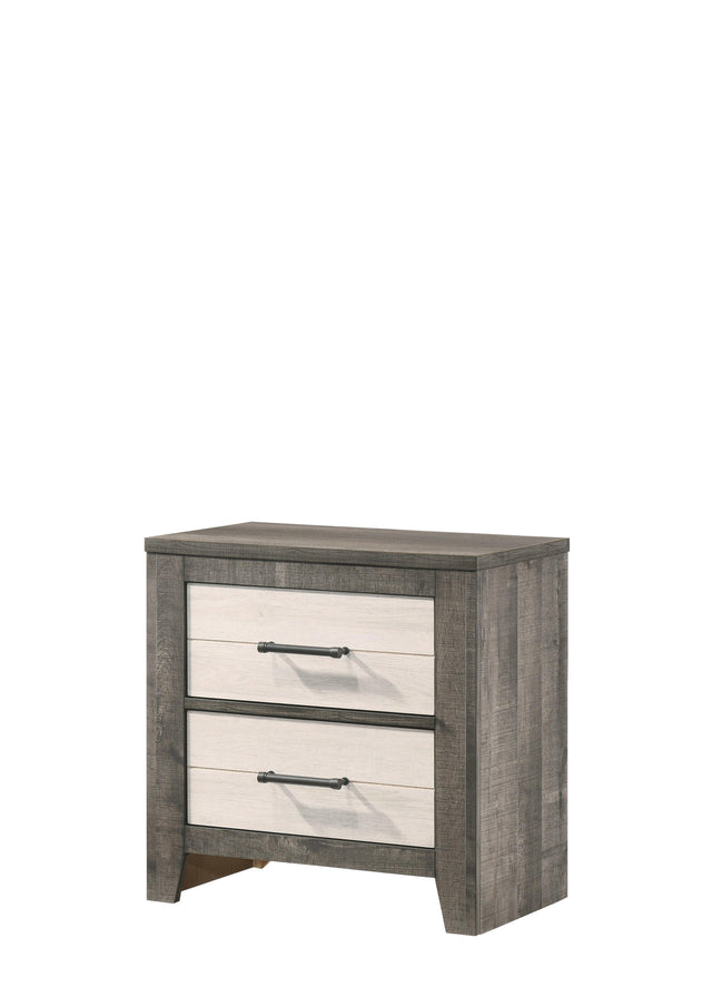 Rhett Night Stand Brown/Cream, Modern Wood, Metal 2 Drawers - Ella Furniture