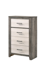 Rhett Night Stand Brown/Cream, Modern Wood, Metal 2 Drawers - Ella Furniture