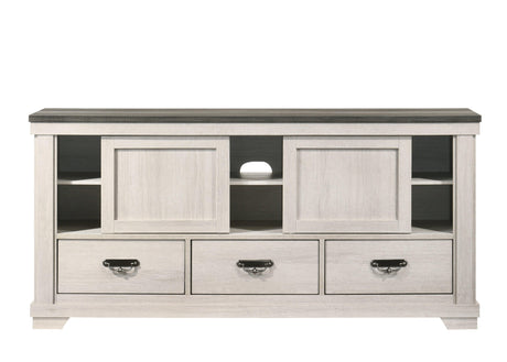 Leighton Tv Stand, Ample Storage With Two Open Compartments, Wooden Doors, Adorned With Metal Pull Handles, Bracket feet - Ella Furniture