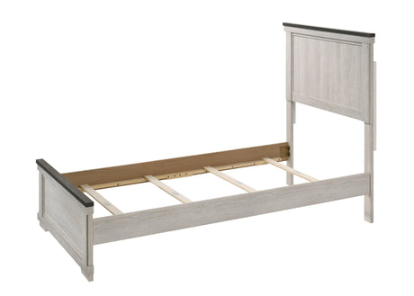 Leighton Cream/Brown Simple And Modern Solid Hardwood Queen Panel Bed - Ella Furniture
