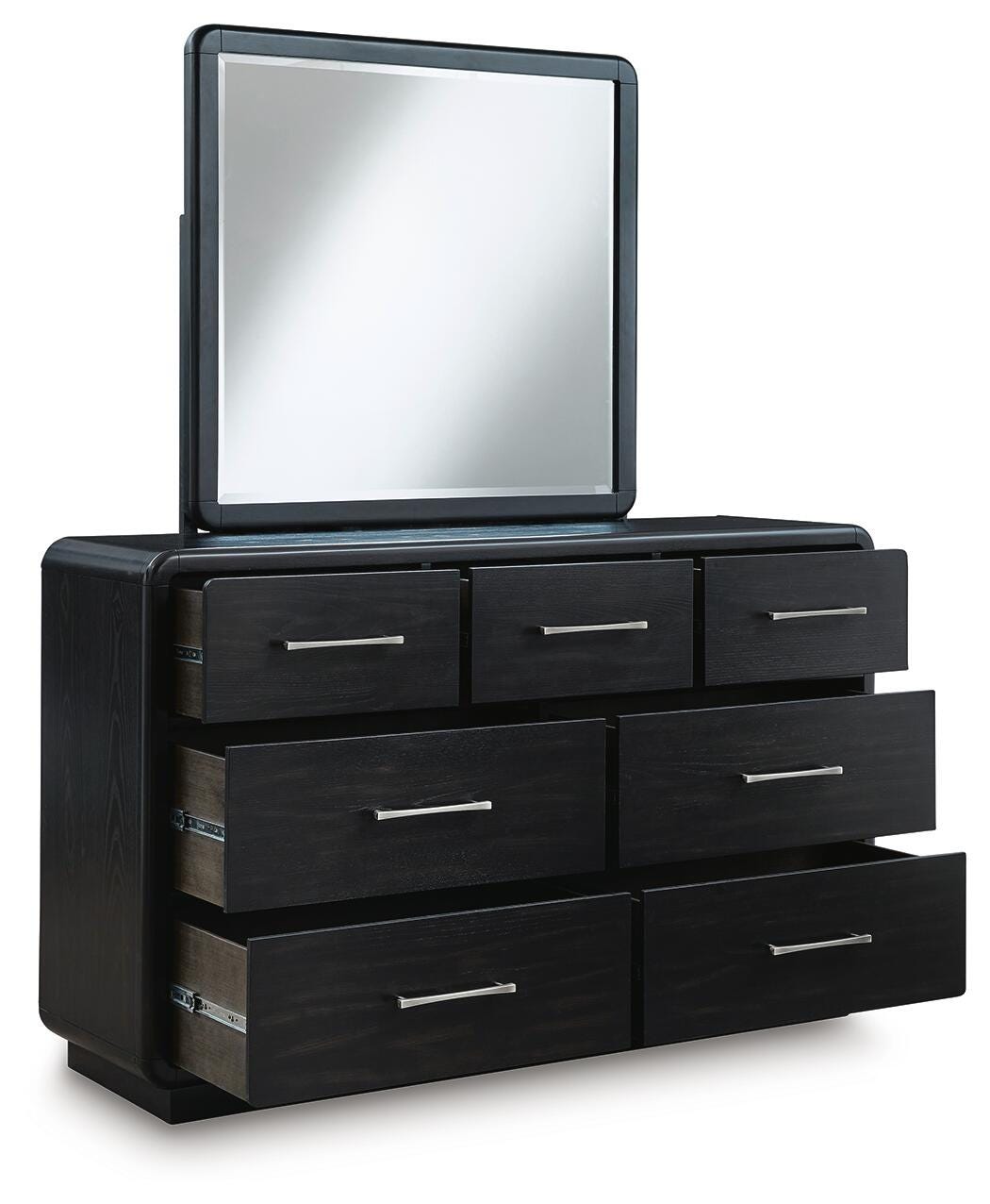 Rowanbeck Gray/Black Upholstered Panel Bedroom Set angled view
