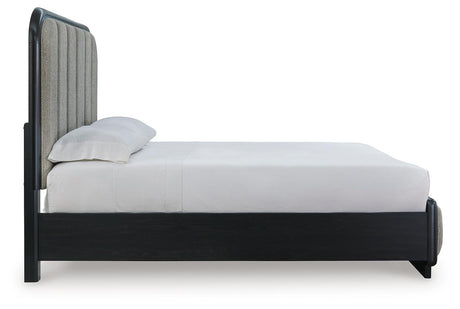 Rowanbeck Gray/Black Upholstered Panel Bedroom Set view 6