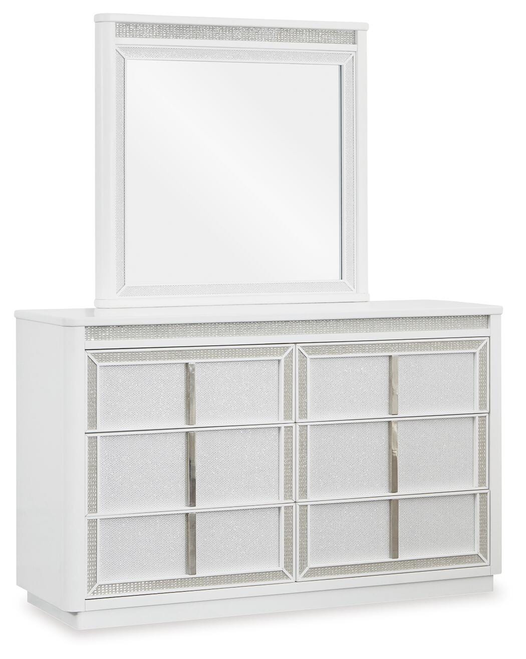 Chalanna White Upholstered Storage Bedroom Set angled view