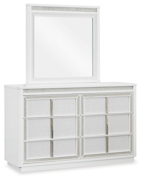 Chalanna White Upholstered Storage Bedroom Set angled view
