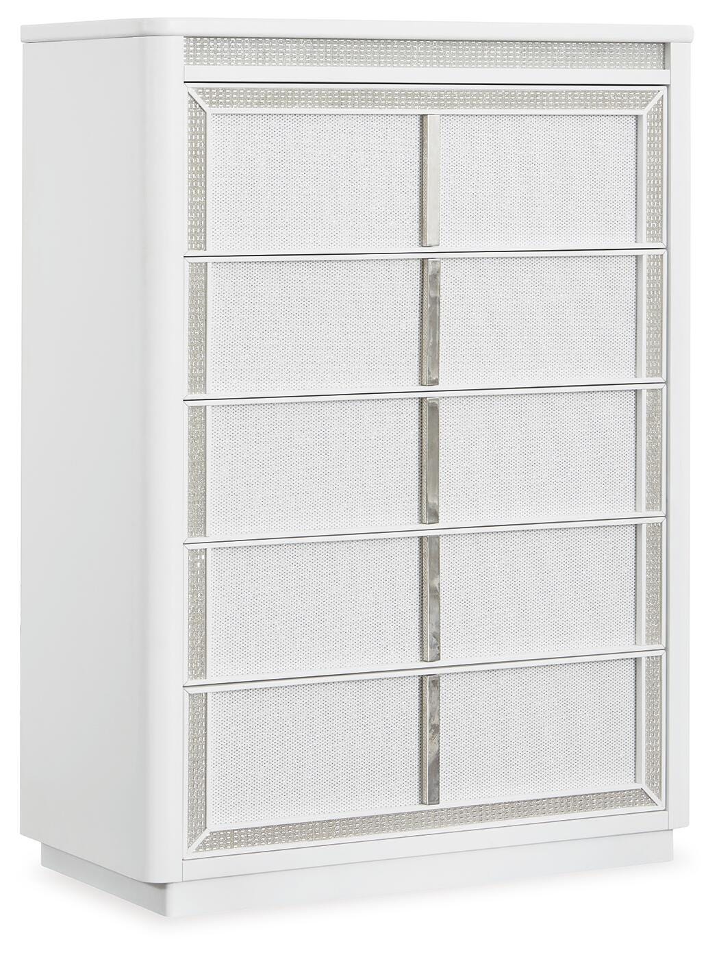 Chalanna White Upholstered Storage Bedroom Set angled view