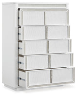 Chalanna White Upholstered Storage Bedroom Set angled view