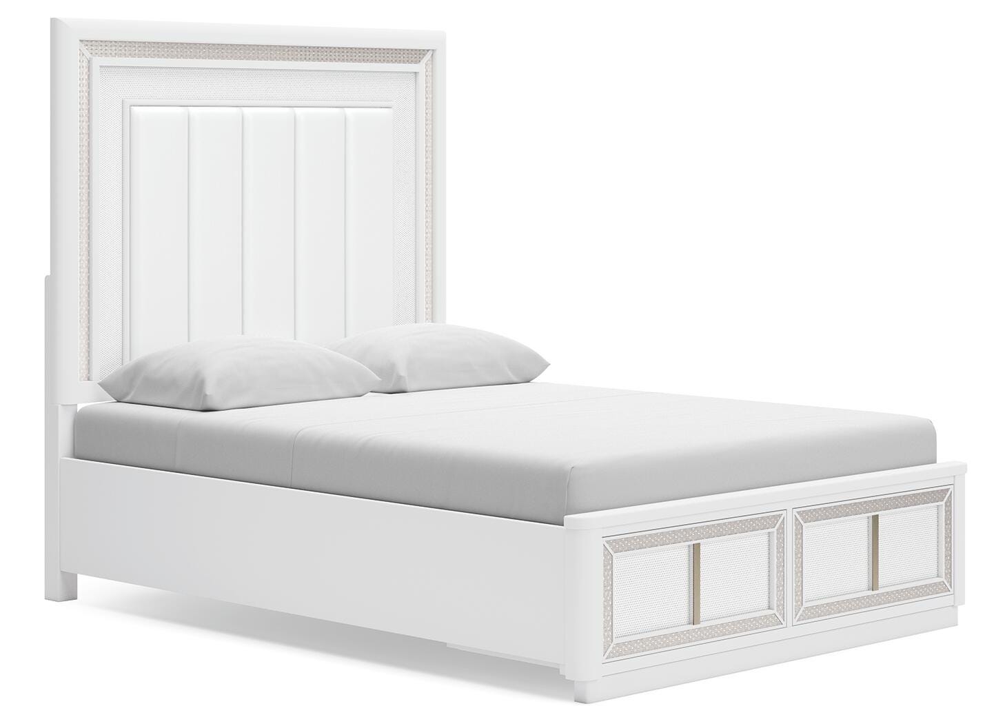 Chalanna White Upholstered Storage Bedroom Set angled view