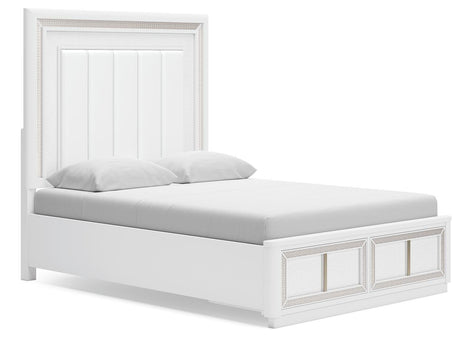 Chalanna White Upholstered Storage Bedroom Set angled view