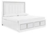 Chalanna White Upholstered Storage Bedroom Set angled view