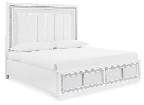 Chalanna White Upholstered Storage Bedroom Set angled view