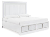 Chalanna White Upholstered Storage Bedroom Set angled view
