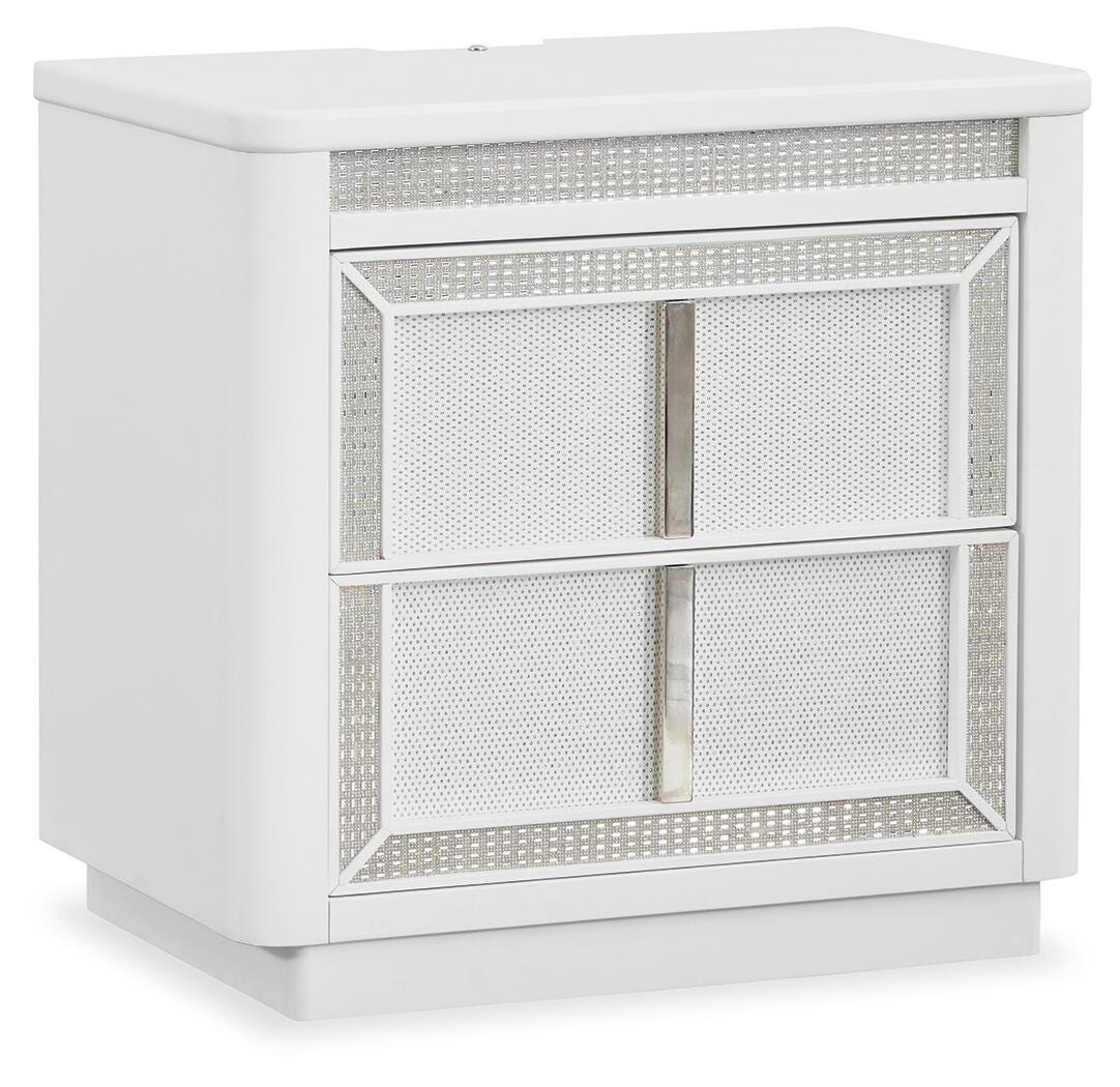 Chalanna White Upholstered Storage Bedroom Set angled view