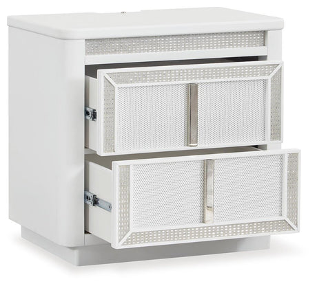 Chalanna White Upholstered Storage Bedroom Set angled view