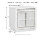 Chalanna White Upholstered Storage Bedroom Set dimension view