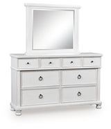 Rowlenstown Antique White Dresser and Mirror