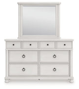 Rowlenstown Antique White Dresser and Mirror