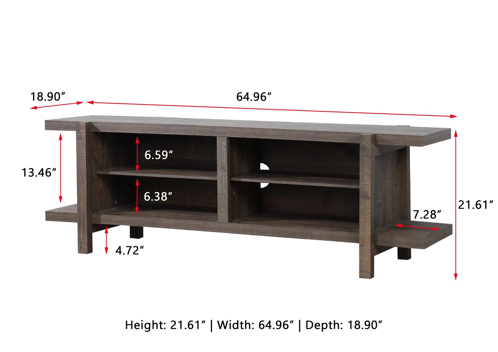 Tacoma Brown Tv Stand, Entertainment Cabinet, Media Console With Wood Finish And Wood Legs for Living Room - Ella Furniture