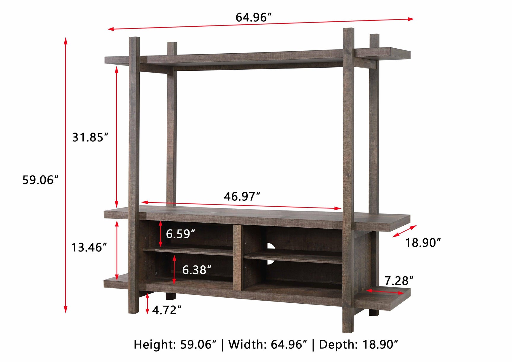 Tacoma Brown Tv Stand, Entertainment Cabinet, Media Console With Wood Finish And Wood Legs for Living Room - Ella Furniture
